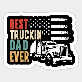 Best Truckin' Dad Ever Flag American Sticker